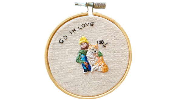 犬とガールの刺繍