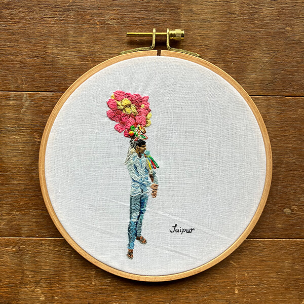 インド綿商人の男性の刺繍-