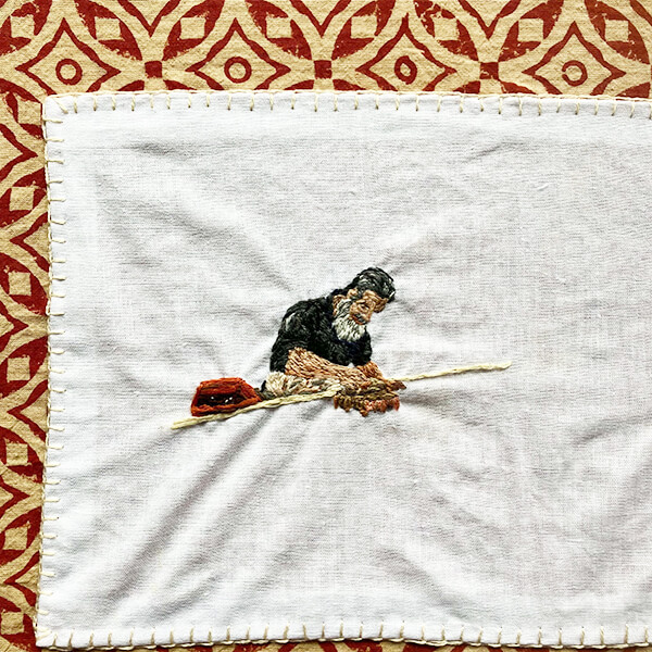 インド刺繍のプロセスの刺繍-