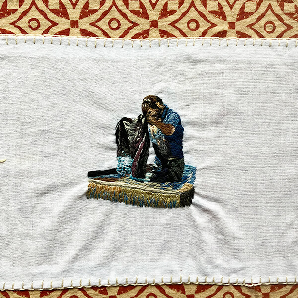 インド刺繍のプロセスの刺繍-