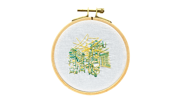 インドの道の刺繍