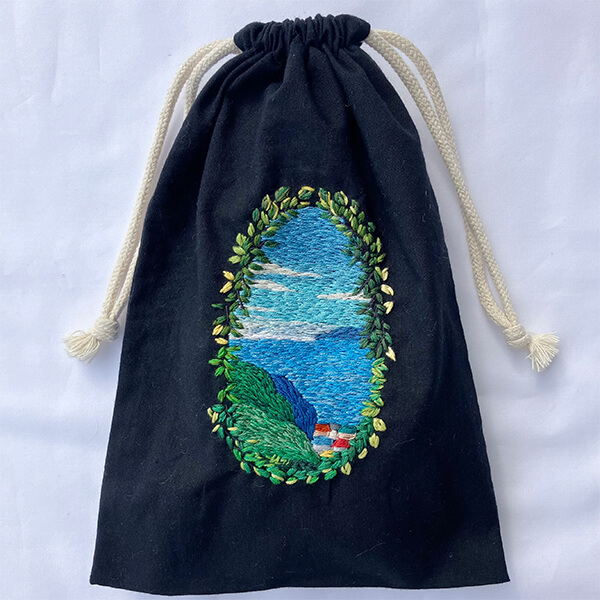 しまなみの巾着刺繍
