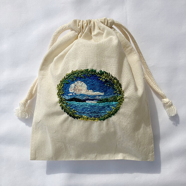 しまなみの巾着刺繍